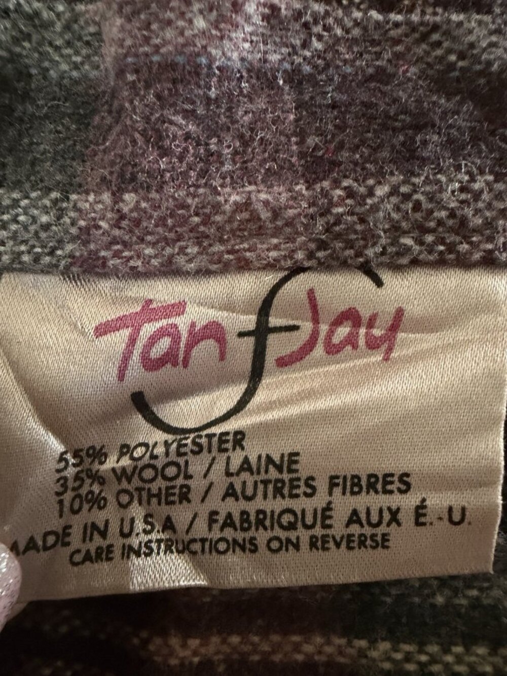 Women’s Vintage Tan Jay Skirt Wool Blend Midi Academia Purple Side Zip Med - Picture 6 of 10
